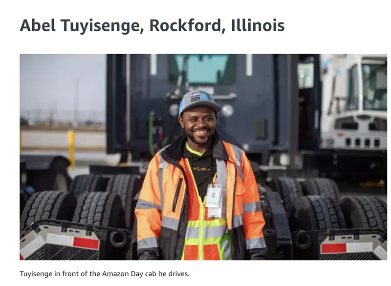 Amazon truck driver smiling portrait