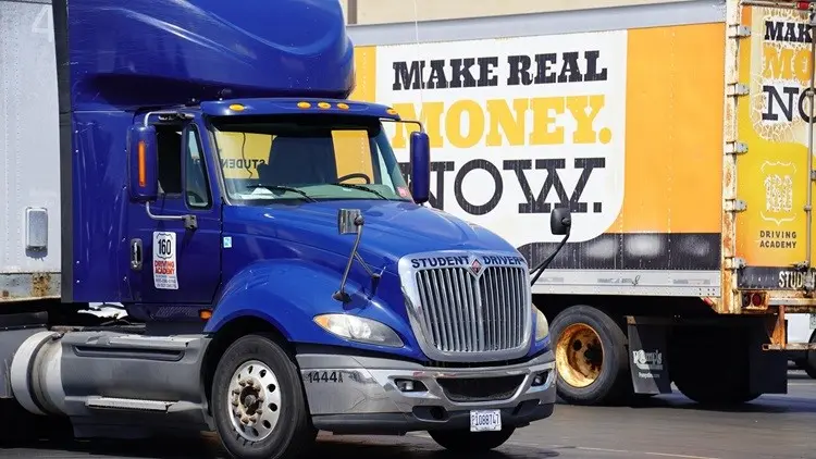 blue truck student driver