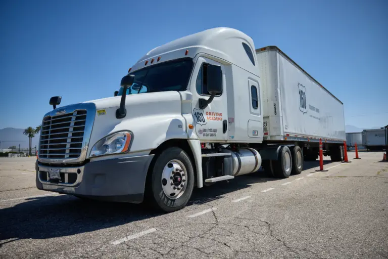 Semi truck parked for driving academy training