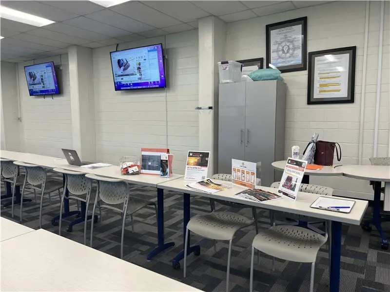 classroom setup with displays