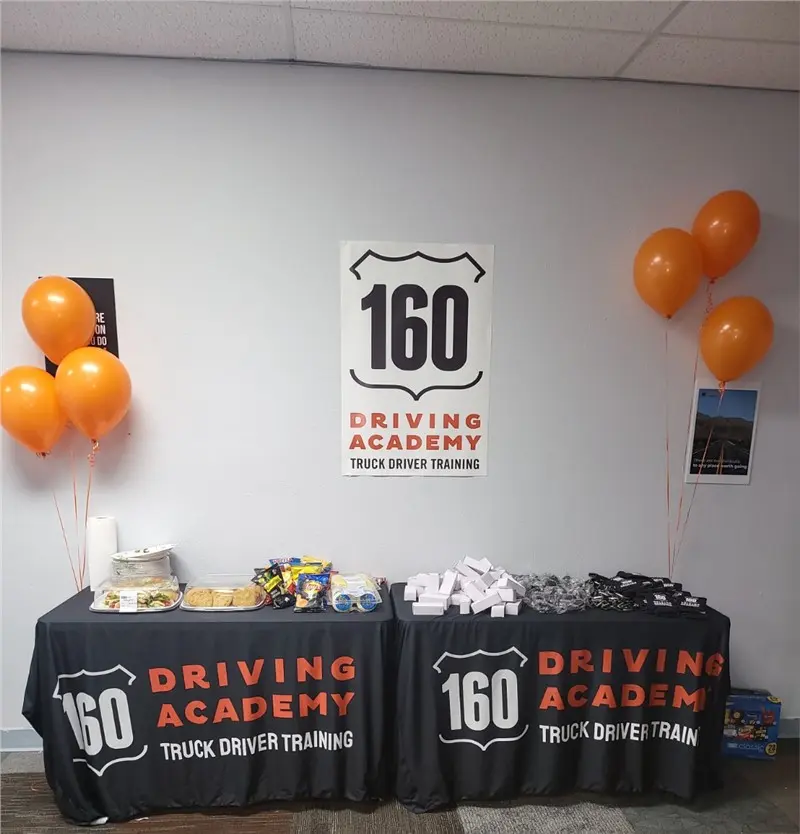 160 Driving Academy event setup with decorations