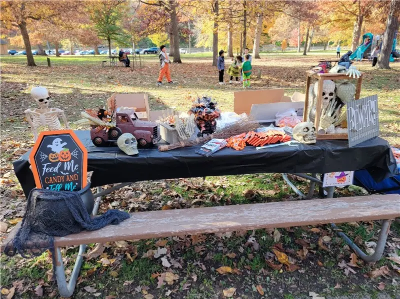 Halloween decoration display table