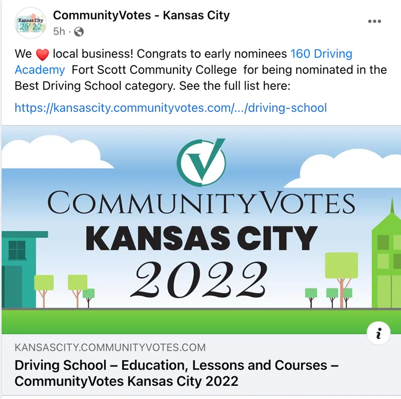 CommunityVotes Kansas City 2022 driving school nominees