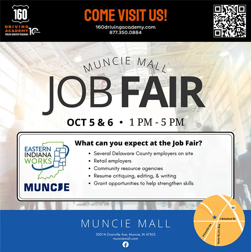Muncie Mall job fair event poster, October 5-6