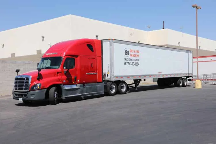 red semi truck trailer