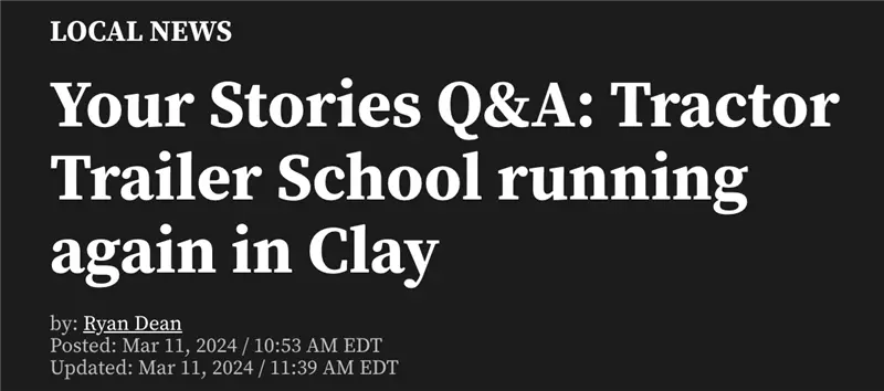 Tractor Trailer School Clay News