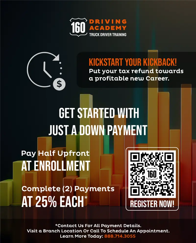 160 Driving Academy promotional information with QR code