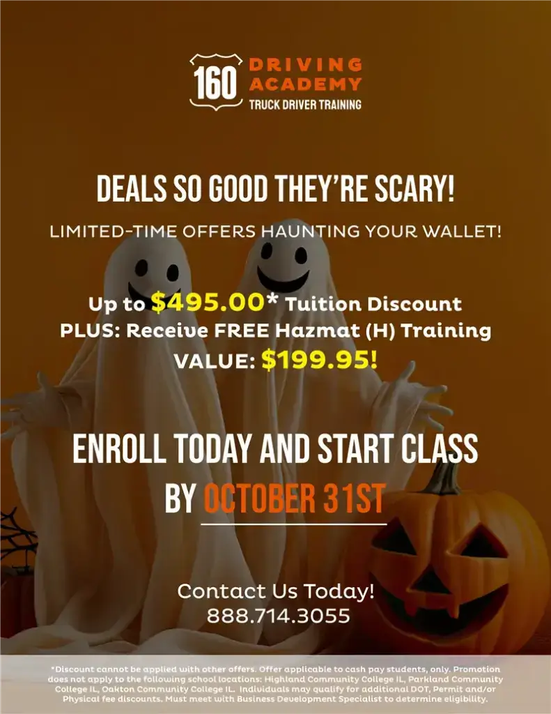160 Driving Academy Halloween-themed promotion with pumpkin