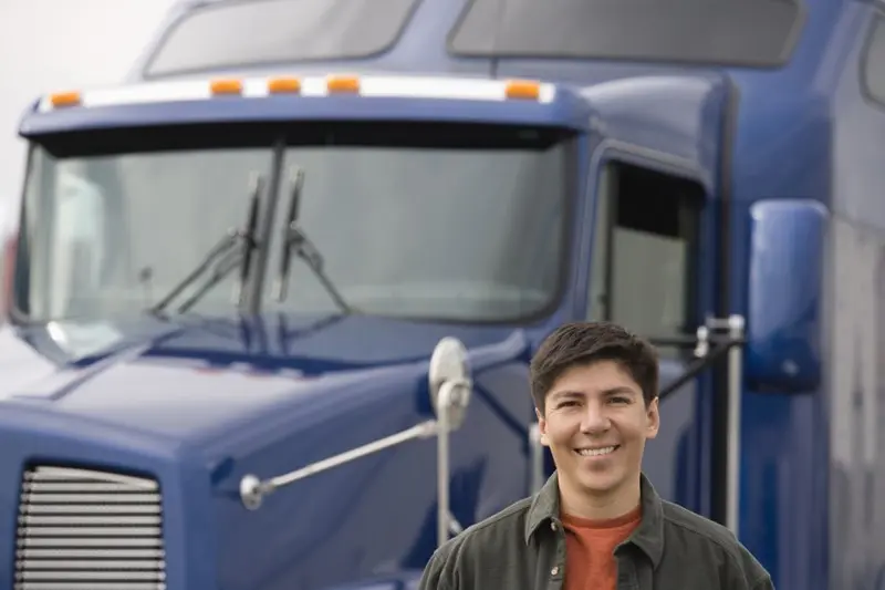 truck driver with blue truck
