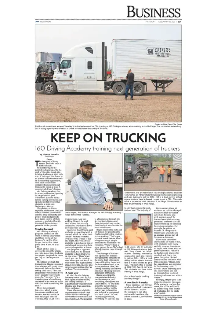 truck driving academy training session