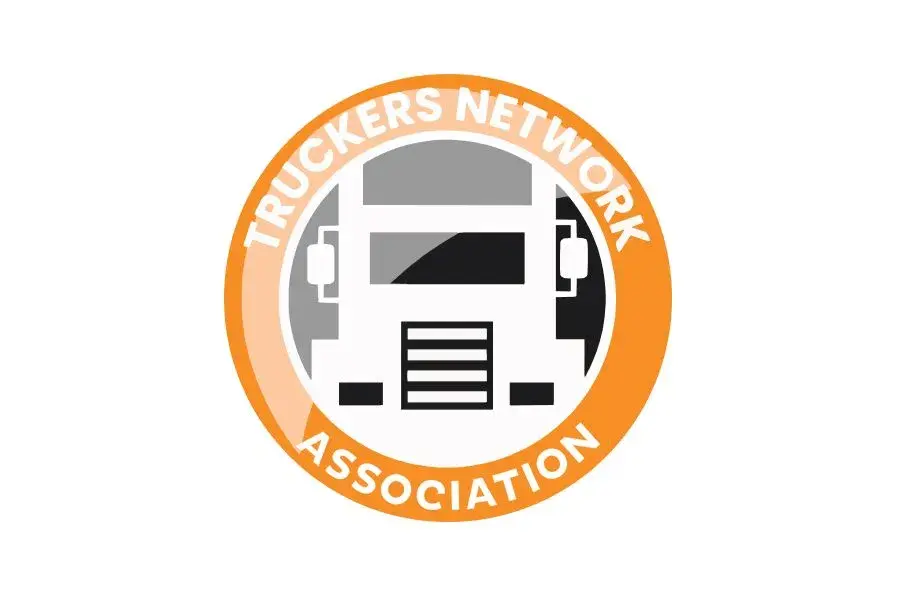 Truck illustration within circular text logo