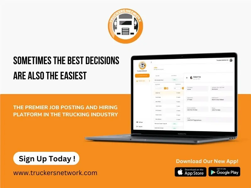 trucking job platform laptop display