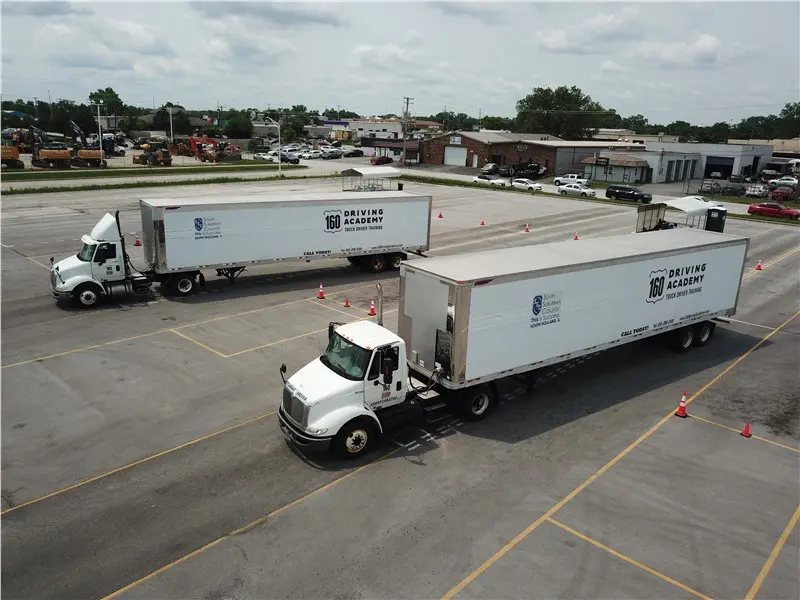 trucks driving academy parking lot