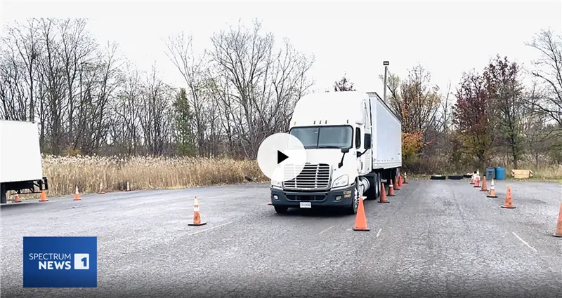 white delivery truck parking lot